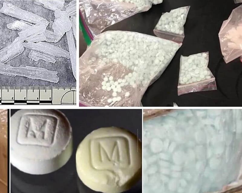Confiscated ISO drug - pills, powder, crystal